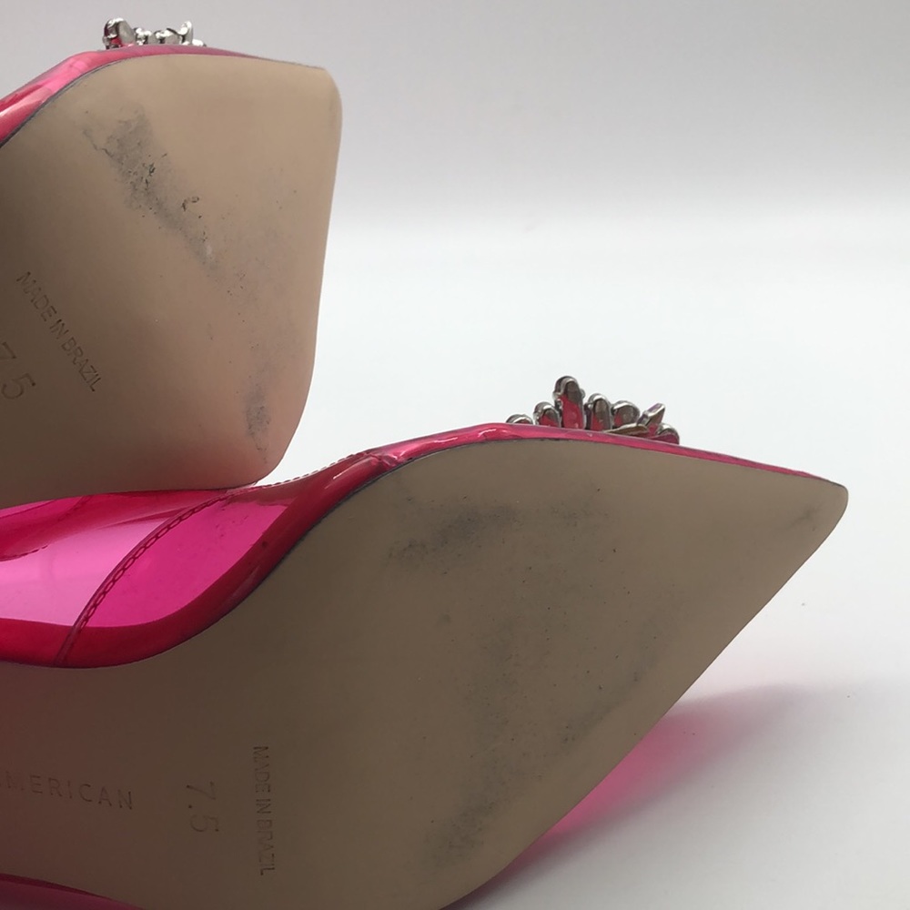 Good American Metallic Hot Pink Embellished Pointed-Toe Stiletto Heels - Picture 7 of 8